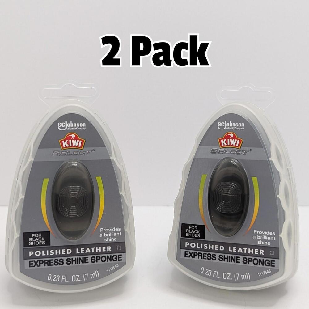 2 Pk Kiwi Select Express Self Shoe Shine Black .23oz Instant Polish Sponge Appl